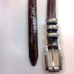 Brighton Belt 40318 ML 32 Brown Silver Bucket Skinny 38” X 0.75”